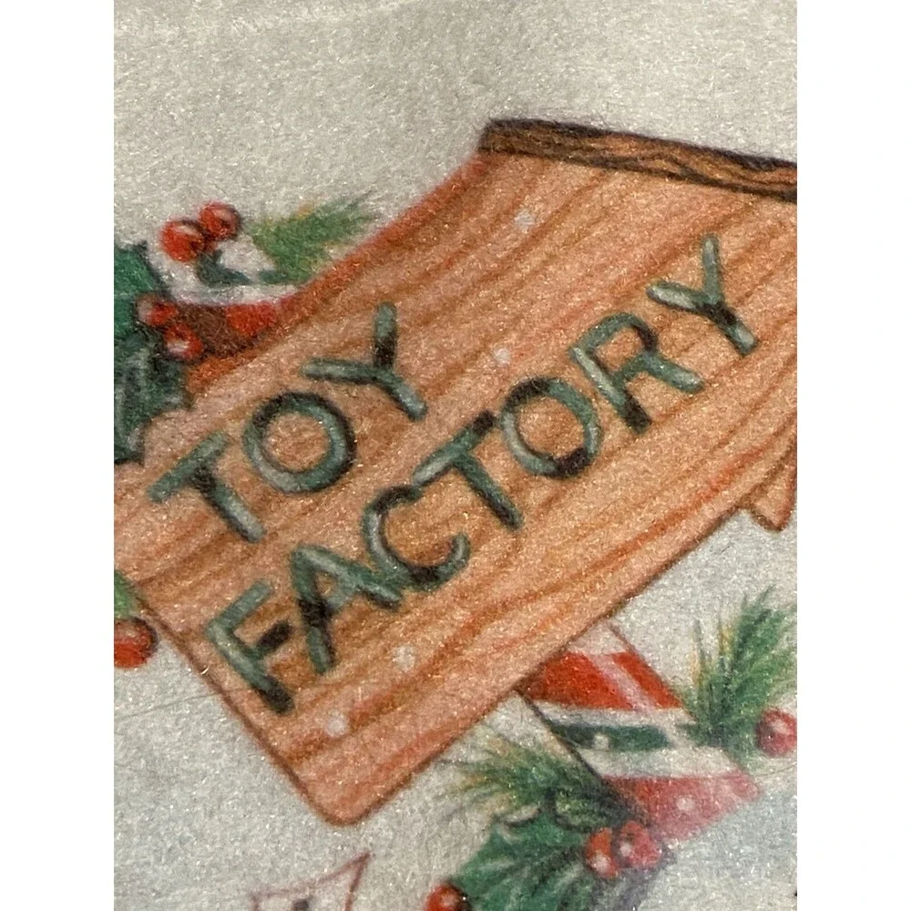 Rennoc Joyce Garofalo Felt Christmas Tree Skirt 35” Santa’s Toy Factory Vintage